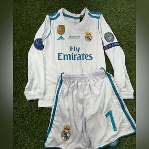 Ronaldo Retro Real Madrid Kids White Soccer Jersey Set